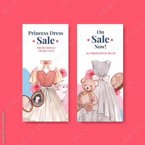 Flyer template with princess outfit concept ,watercolor style