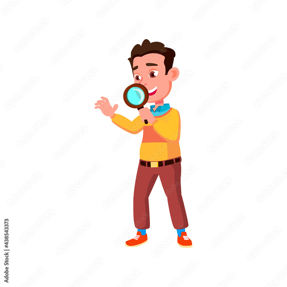 smiling boy researching insects with magnifier cartoon vector. smiling boy researching insects with magnifier character. isolated flat cartoon illustration smiling boy researching insects with magnifier cartoon vector. smiling boy researching insects with magnifier character. isolated flat cartoon illustration