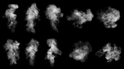 smoke steam isolated black background