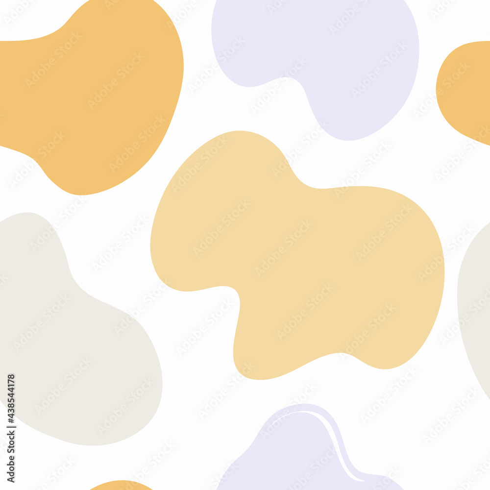 Vector hand drawn seamless pattern cute design. Yellow, beige, golden, blue color shape