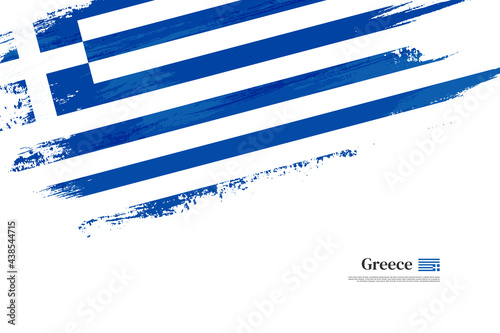 Happy independence day of Greece with grungy stylish brush flag background