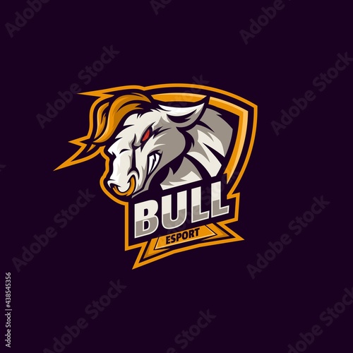 Vector Logo Illustration Bull E Sport and Sport Style.