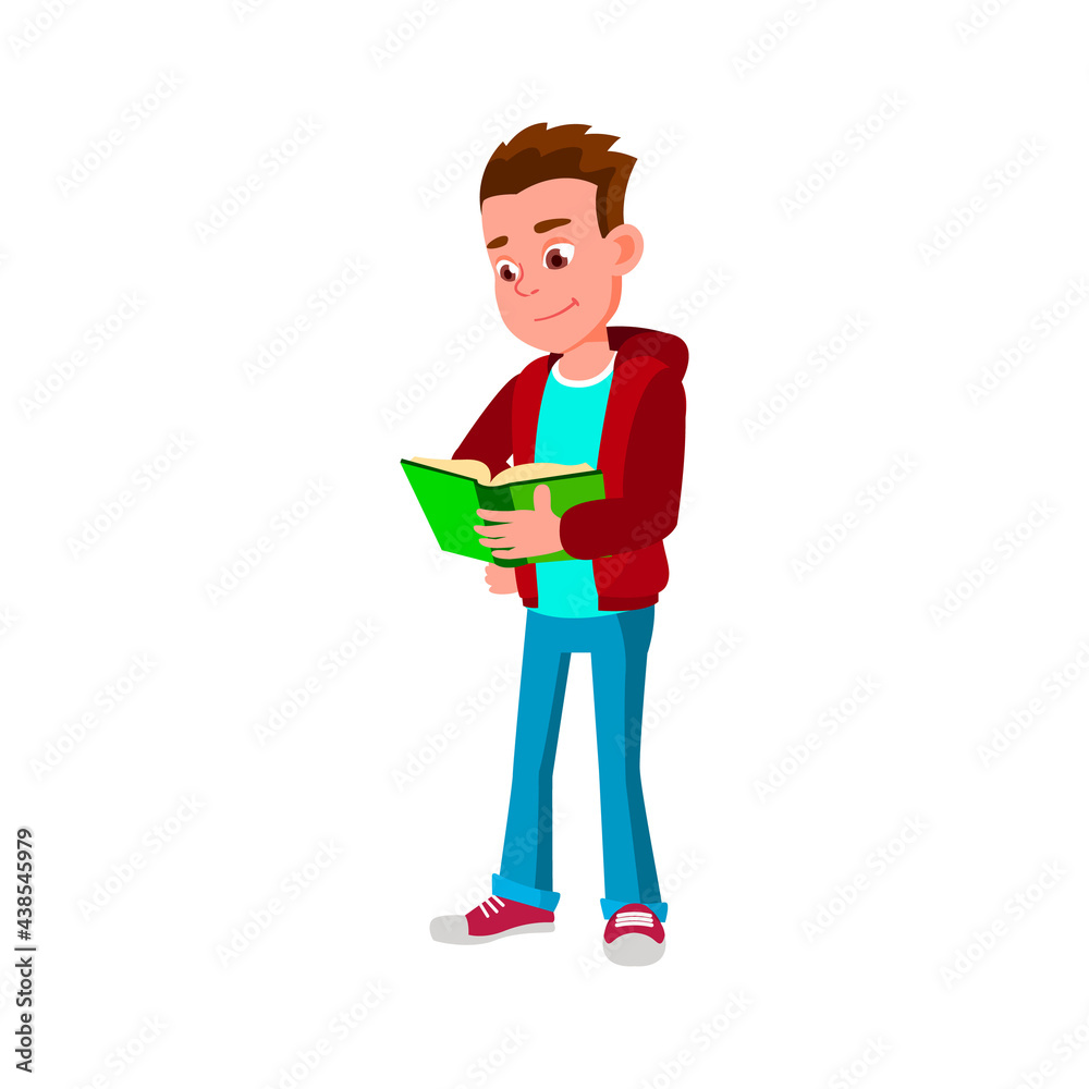 smiling boy teen reading interesting book in library cartoon vector. smiling boy teen reading interesting book in library character. isolated flat cartoon illustration smiling boy teen reading interesting book in library cartoon vector. smiling boy teen reading interesting book in library character. isolated flat cartoon illustration
