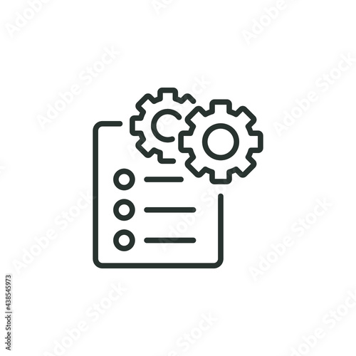 Attributes line icon. Simple outline style. Attribute, document, gear, success, technology concept. Vector illustration isolated on white background. Thin line symbol stroke EPS 10. © Fourdoty