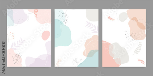 Vector set of fluid shapes pastel colors cover. Hand drawn fluid shapes background.Vector illustration.