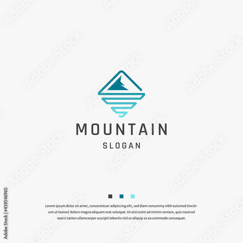Mountain sea logo icon design flat template vector