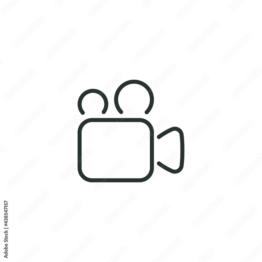 Obraz premium Camera video line icon. Simple outline style. Camcoder, tv, vector, illustration, internet, movie, old, film concept. Vector illustration isolated on white background. Thin stroke EPS 10.