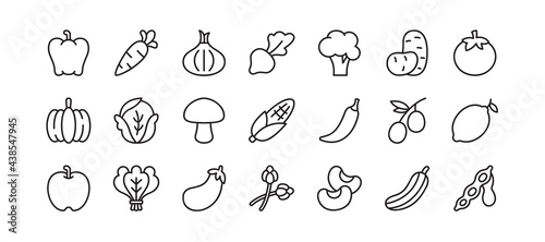 Vegetable icon set. Vector graphic illustration. Suitable for website design, logo, app, template, and ui.