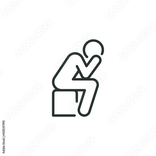 Depression man line icon. Simple outline style. Depress, sad, lonely, loneliness, alone, person, sorrow, stress concept. Vector illustration isolated on white background. Thin stroke EPS 10.