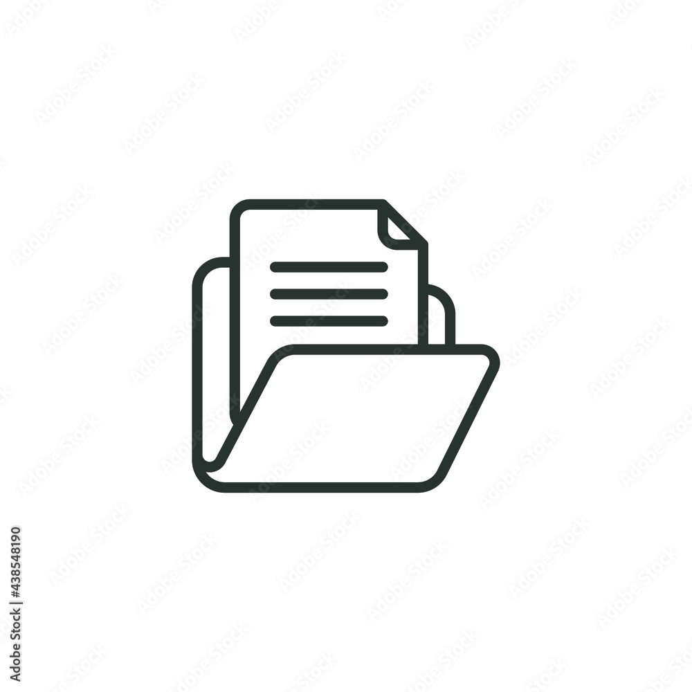 Document file line icon. Simple outline style. Collect, account, statement, bank, data, email, file, open folder concept. Vector illustration isolated on white background. Thin stroke EPS 10. - obrazy, fototapety, plakaty 