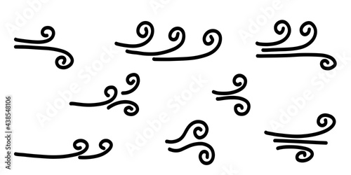 Doodle of wind gust isolated on a white background. hand drawn  vector illustration.