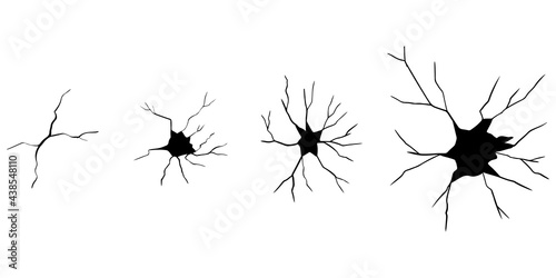 Set of hand drawn cracks Isolated on white background. vector illustration