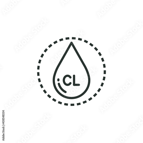 Drop water containing chlorine line icon. Simple outline style. Chloride, antiseptic, liquid, purification, molecule concept. Vector illustration isolated on white background. Thin stroke EPS 10.
