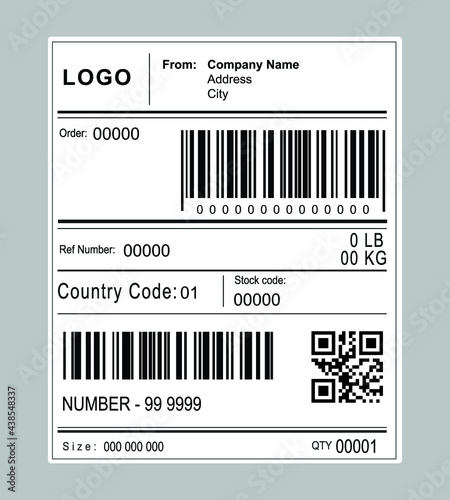 Shipping label barcode template vector