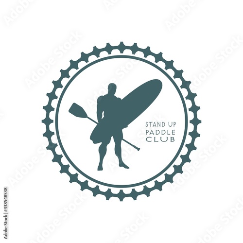 Stand up paddle boarding sport club emblem