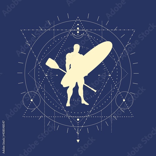 Stand up paddle boarding sport club emblem