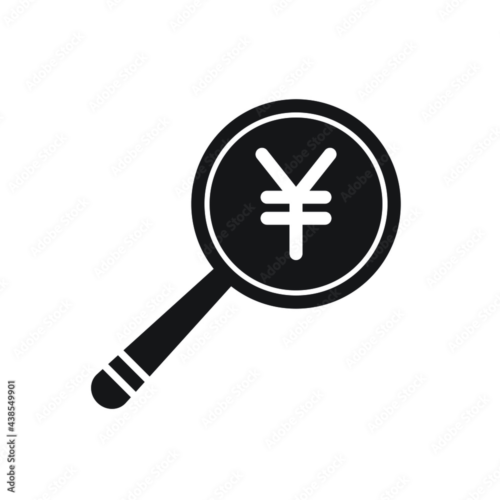 Fototapeta premium Japanese yen mark in a loupe. vector illustration