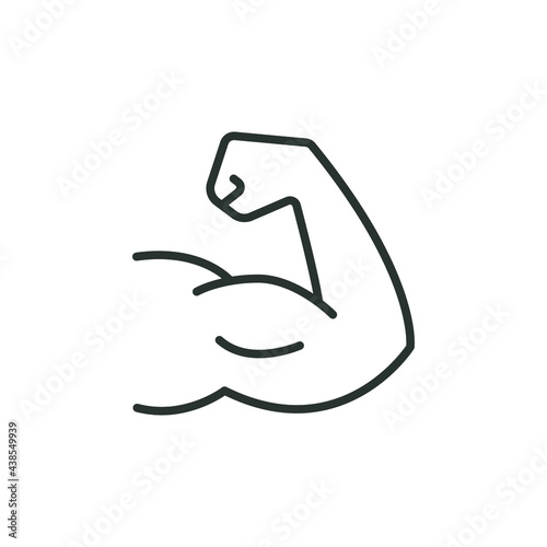 Strong hand line icon. Simple outline style. Muscle, arm, bicep, power, protein, man, strength, flex, human body concept. Vector illustration isolated on white background. Thin stroke EPS 10.