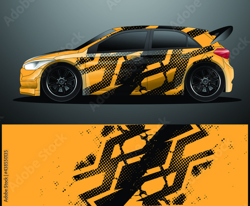 Rally car decal graphic wrap vector, abstract background