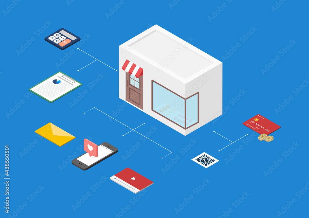 お店の経営 マーケティング戦略のイラスト素材 Stock Vector Adobe Stock