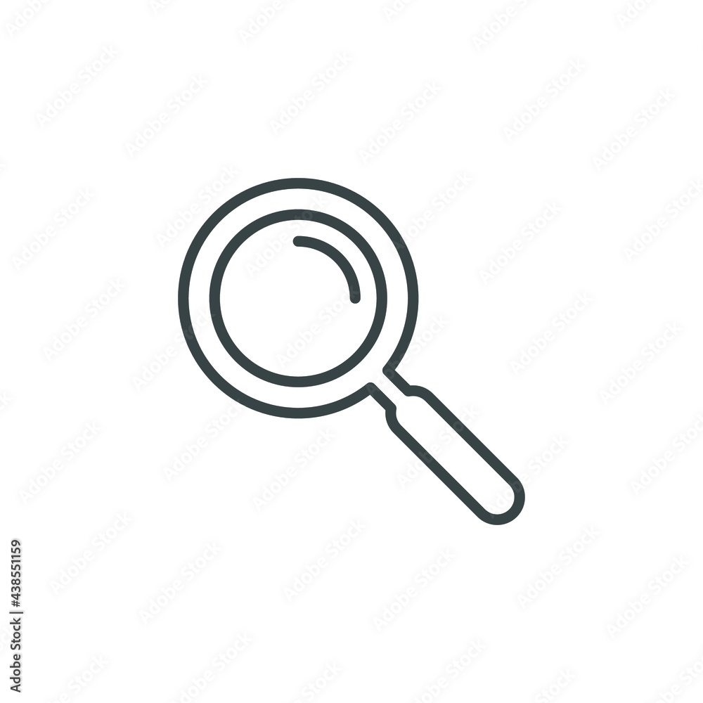 Magnify line icon. Simple outline style. Search, glass, loupe, detect, lens, pictogram, find, seek, find concept design. Vector illustration isolated on white background. Thin stroke EPS 10. Magnify line icon. Simple outline style. Search, glass, loupe, detect, lens, pictogram, find, seek, find concept design. Vector illustration isolated on white background. Thin stroke EPS 10.