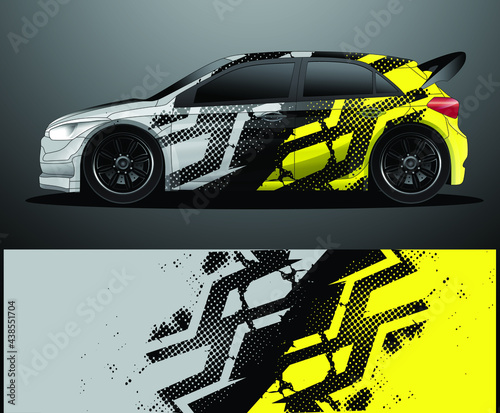 Rally car decal graphic wrap vector, abstract background