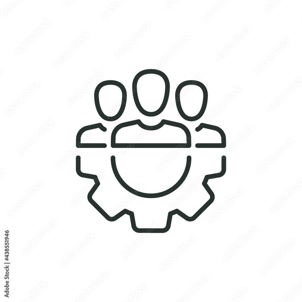 Management team line icon. Simple outline style. Manage, facility, workforce, employee, function, partnership, leader concept. Vector illustration isolated on white background. Thin stroke EPS 10.
