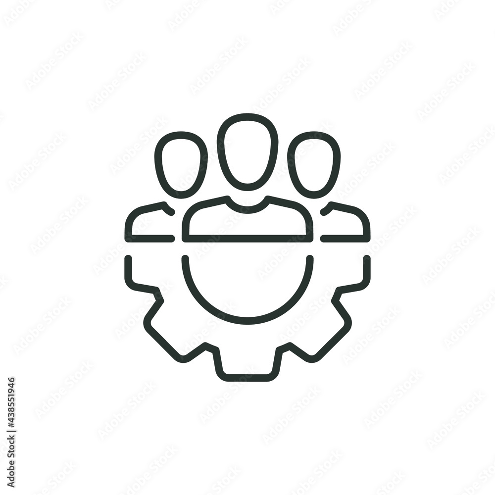 Management team line icon. Simple outline style. Manage, facility, workforce, employee, function, partnership, leader concept. Vector illustration isolated on white background. Thin stroke EPS 10. Management team line icon. Simple outline style. Manage, facility, workforce, employee, function, partnership, leader concept. Vector illustration isolated on white background. Thin stroke EPS 10.