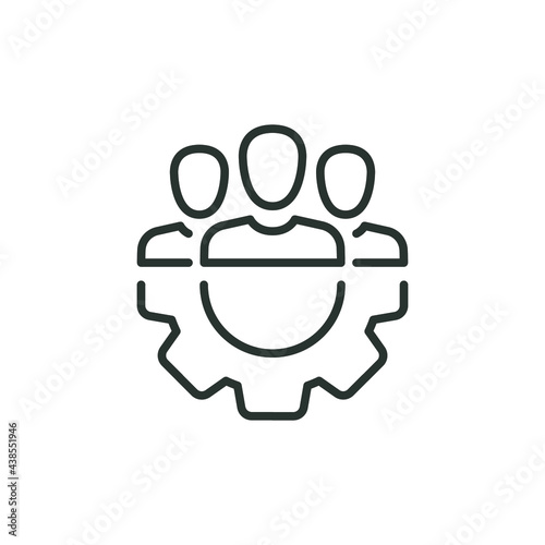 Management team line icon. Simple outline style. Manage, facility, workforce, employee, function, partnership, leader concept. Vector illustration isolated on white background. Thin stroke EPS 10.
