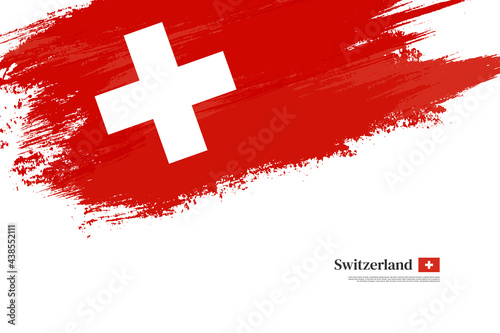 Happy independence day of Switzerland with grungy stylish brush flag background