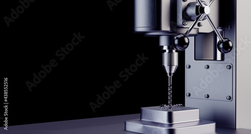 Industrial Drill on Dark Background. 3D illustration