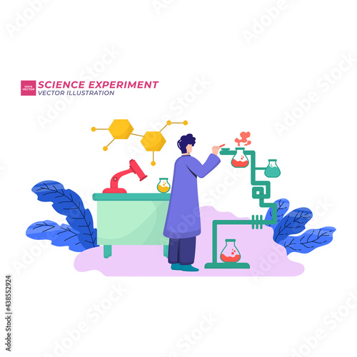 Colorful icons set with biochemical science laboratory staff performing various experiments flat isolated vector illustration