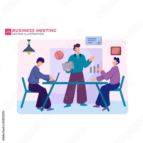 Vector illustration concept of business workflow, time management, planning, task app, teamwork, meeting. Creative flat design for web banner, marketing material, business presentation.