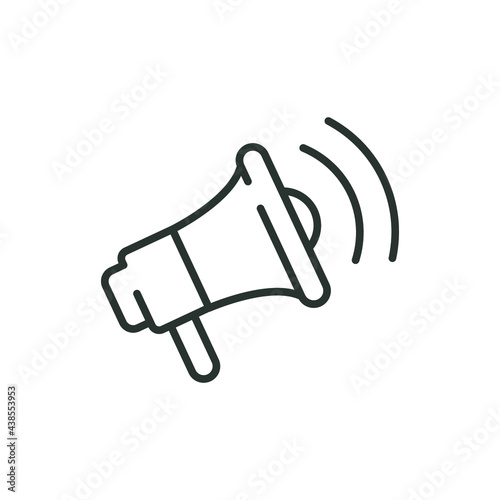 Speaker line icon. Simple outline style. Loud, megaphone, alert, loudspeaker, microphone, sign, announcement, broadcast oncept. Vector illustration isolated on white background. Thin stroke EPS 10
