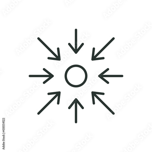 Specific line icon. Simple outline style. Information, modern, technology, arrow, concertration, decentralisation concept. Vector illustration isolated on white background. Thin stroke EPS 10.