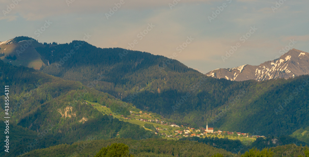 Naklejka premium Little town at the mountains