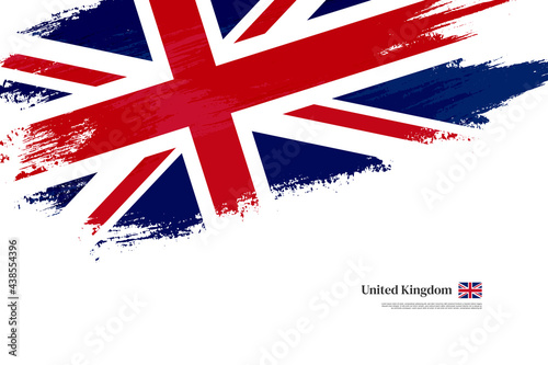 Happy national day of United Kingdom with grungy stylish brush flag background