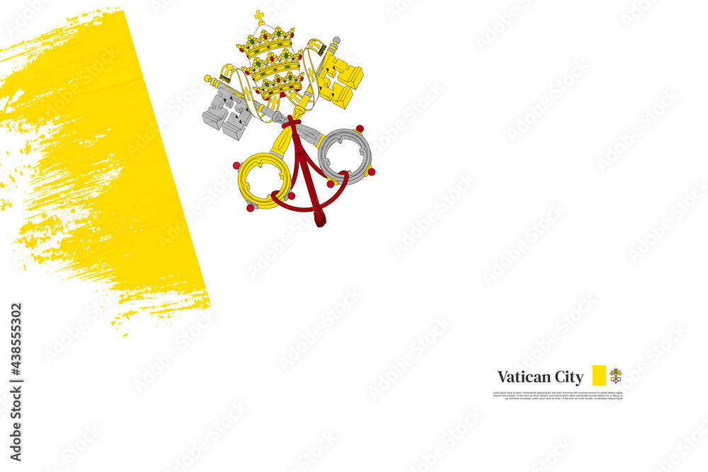 Happy national day of Vatican City with grungy stylish brush flag background