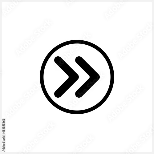 Button arrow icon isolated on white. Black symbol for web in round. Sketch circle with arrow. Vector stock illustration. EPS 10