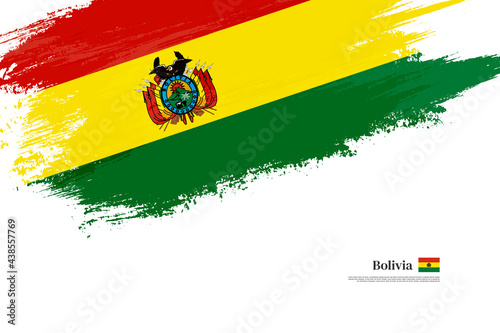 Happy independence day of Bolivia with grungy stylish brush flag background