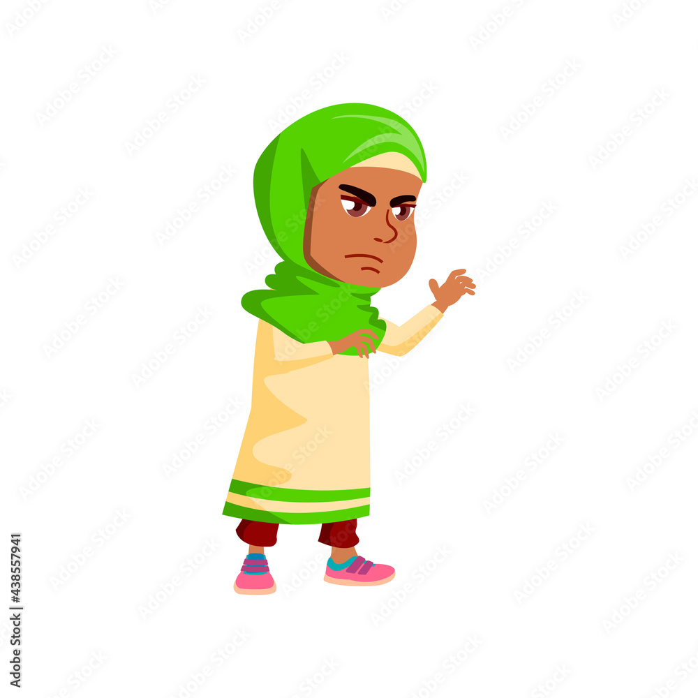 sad arab little girl in kindergarten cartoon vector. sad arab little girl in kindergarten character. isolated flat cartoon illustration sad arab little girl in kindergarten cartoon vector. sad arab little girl in kindergarten character. isolated flat cartoon illustration