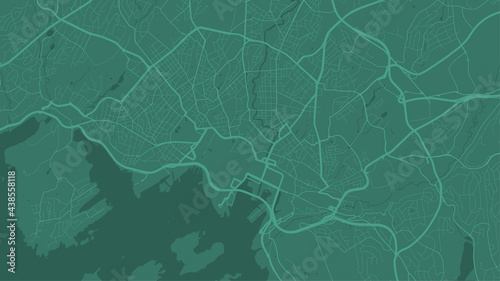 Green Oslo City area vector background map, streets and water cartography illustration.