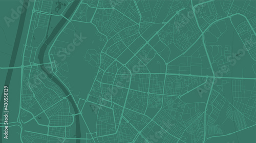 Green Seville City area vector background map, streets and water cartography illustration.
