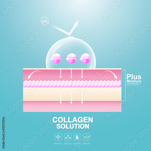 Collagen or Serum Repair Skin Layer. Vector Background Concept for Skincare Cosmetic Products.