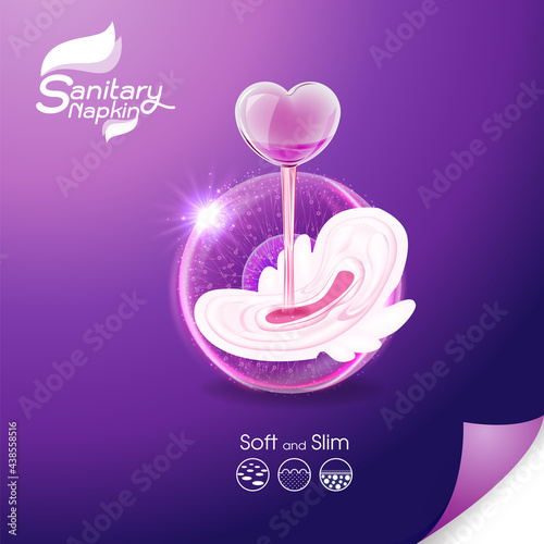 Sanitary Napkin Vector on Background Template for Product.