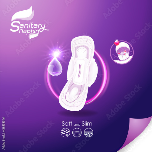 Sanitary Napkin Vector on Background Template for Product.