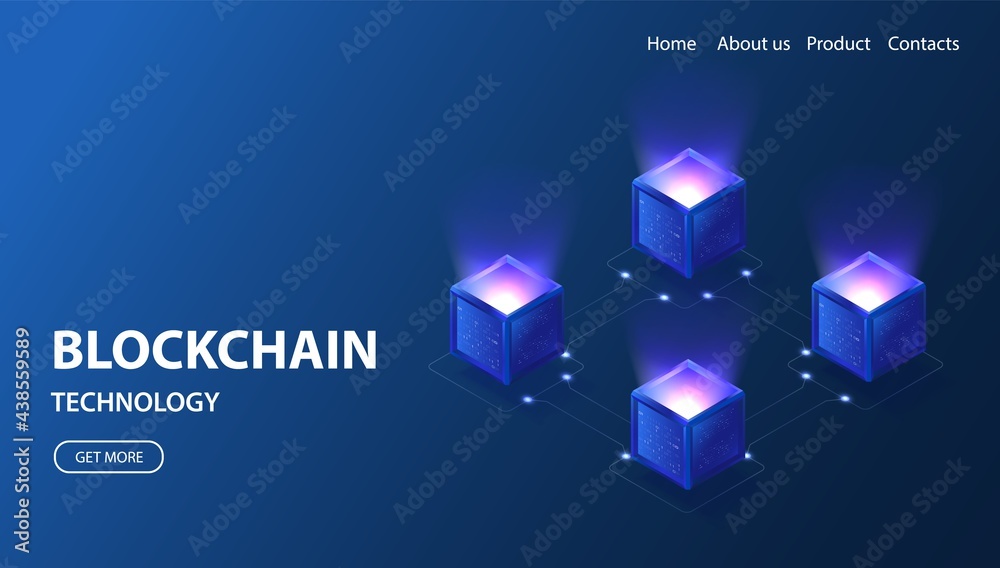 Blockchain technology isometric banner. 3d neon vector illustration with digital cryptocurrency concept. Block connection network. Data server illustration. Blockchain technology isometric banner. 3d neon vector illustration with digital cryptocurrency concept. Block connection network. Data server illustration.