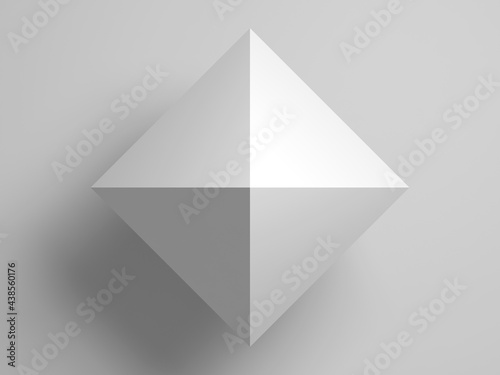 Regular octahedron. Abstract white 3d shape photo