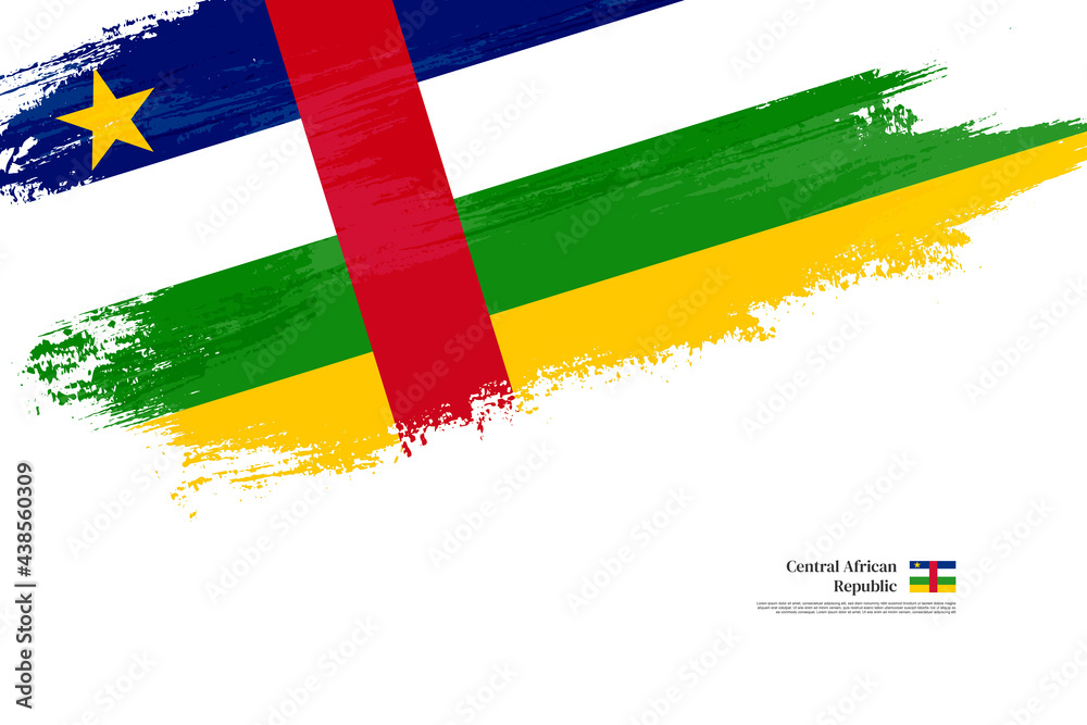Obraz premium Happy independence day of Central African Republic with grungy stylish brush flag background