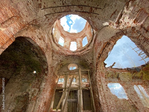 old destroyed Church of the Vladimir Icon of the Mother of God. Russia Leningrad region Gatchinsky district Dylitsy village photo